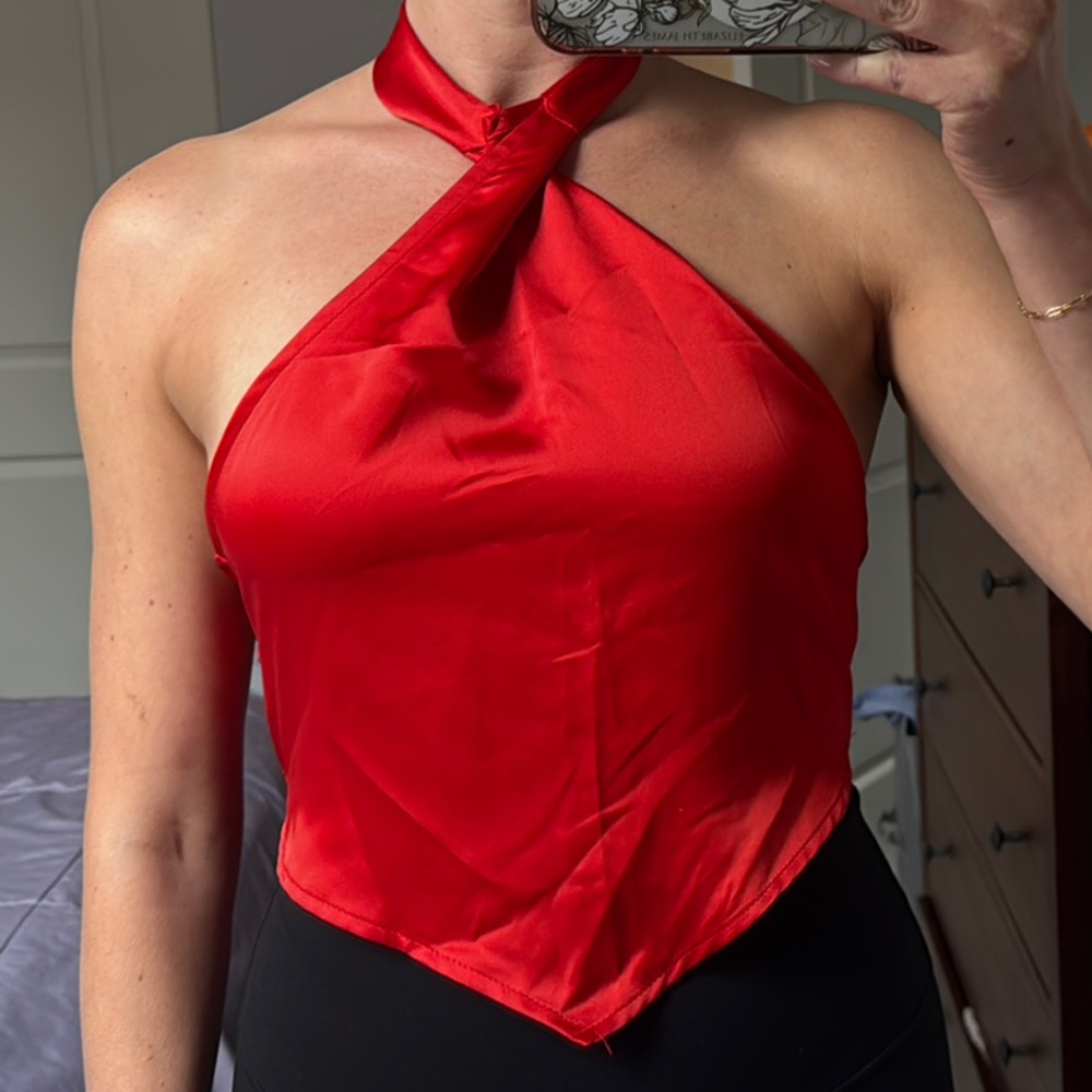 White Fox Glow With Me Halter Crop Top